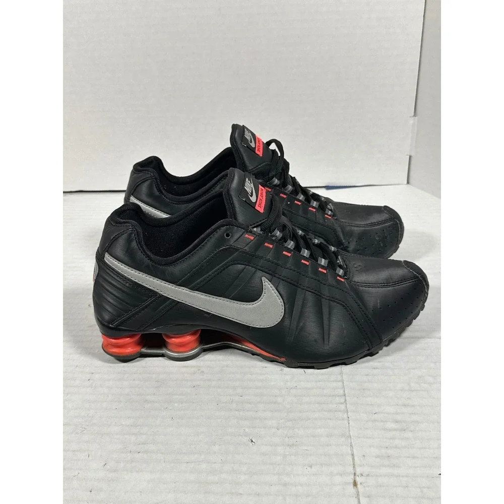 Nike Shox Junior Black Metallic Silver Red Running Shoes 454339-016 Womens 9.5